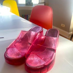 Jeffrey Campbell hot pink jelly platform sandals